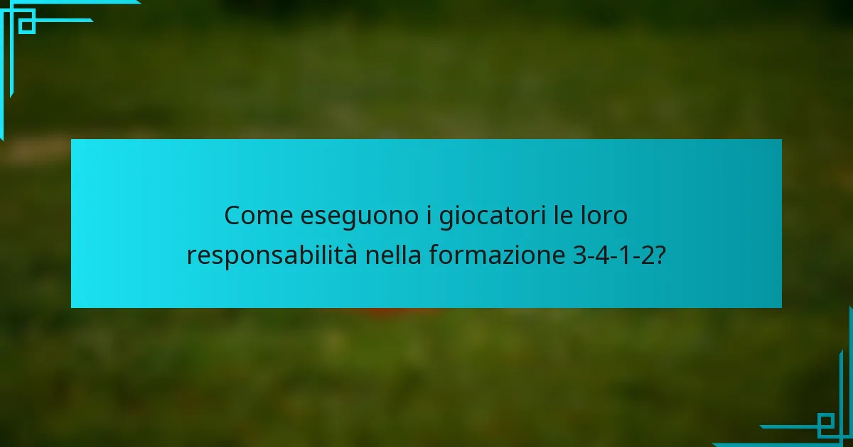 Come eseguono i giocatori le loro responsabilità nella formazione 3-4-1-2?