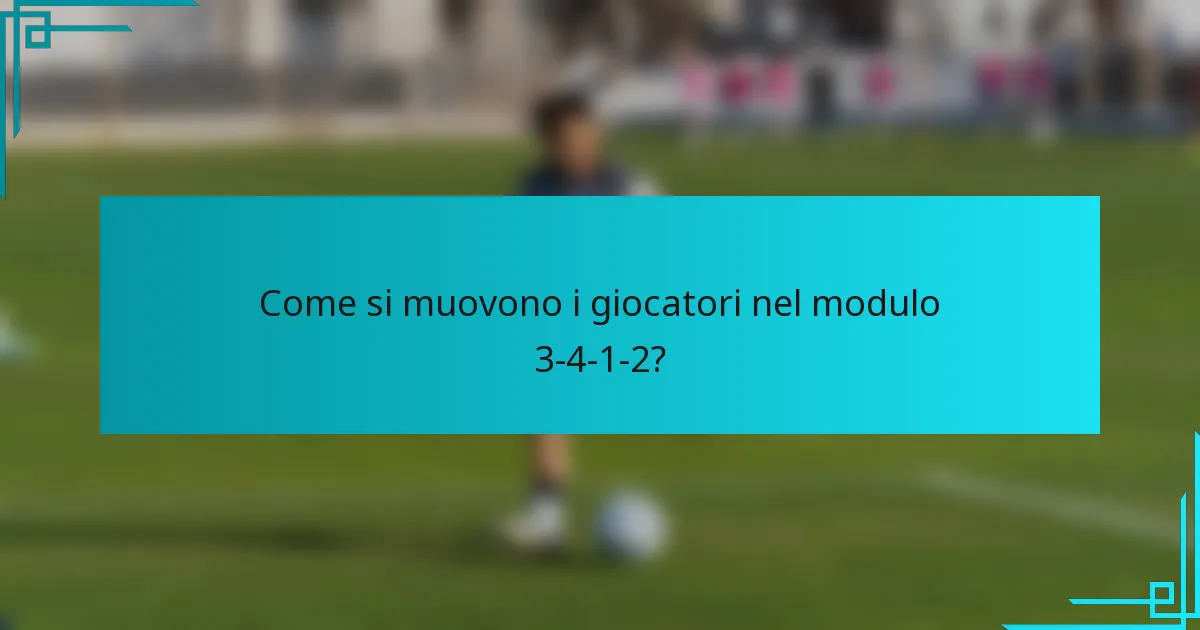 Come si muovono i giocatori nel modulo 3-4-1-2?
