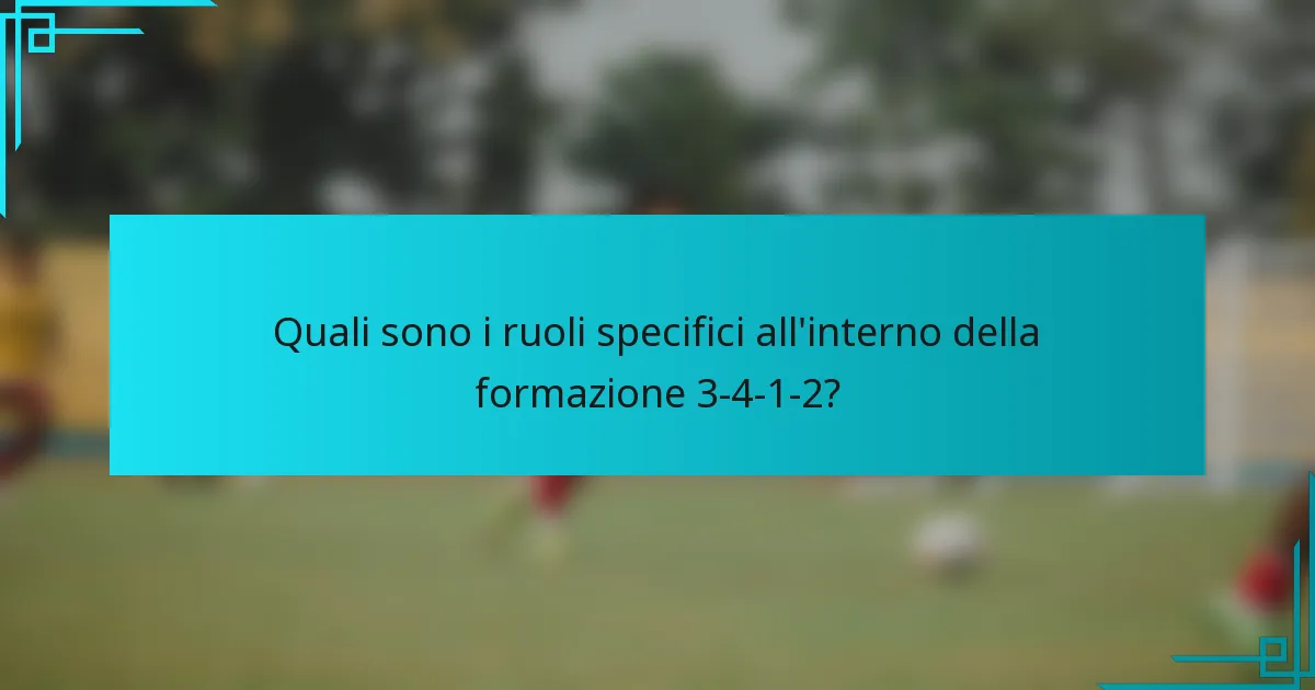 Quali sono i ruoli specifici all'interno della formazione 3-4-1-2?